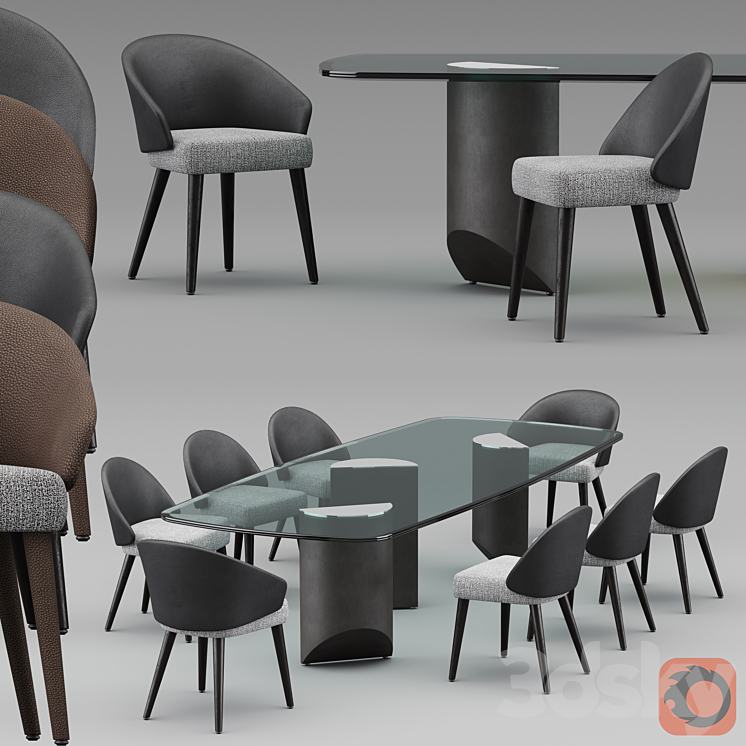 Minotti table and chairs 2019 COLLECTION 3DS Max - thumbnail 1