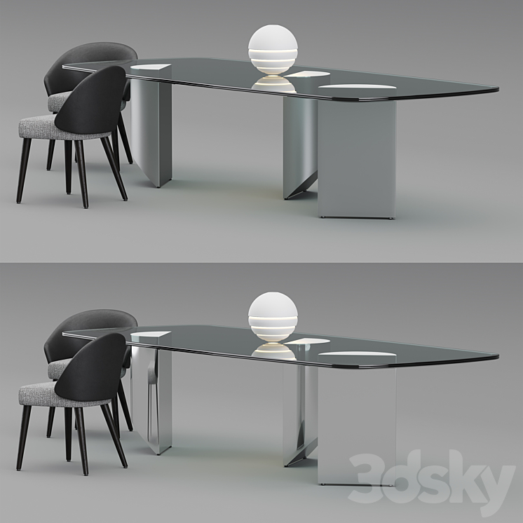 Minotti table and chairs 2019 COLLECTION 3DS Max - thumbnail 2