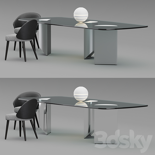 Minotti table and chairs 2019 COLLECTION 3DSMax File - thumbnail 2