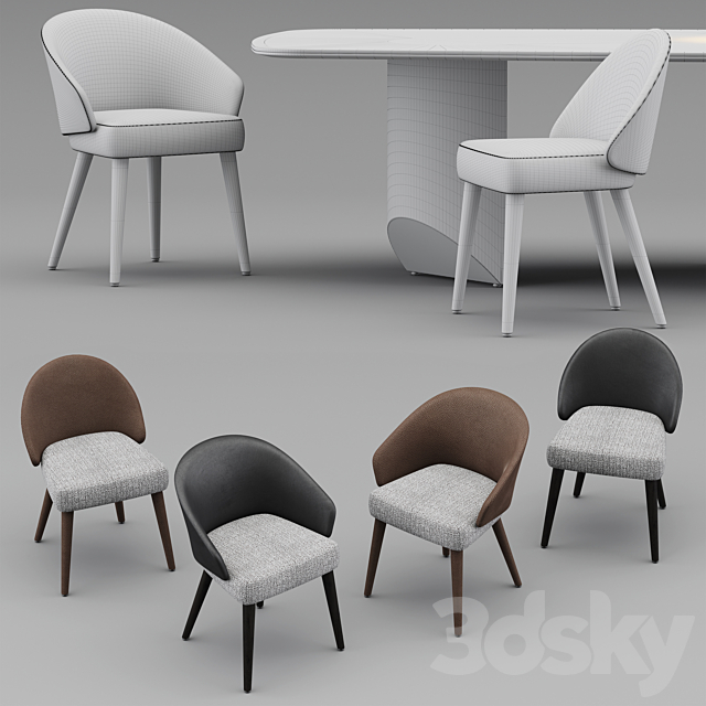 Minotti table and chairs 2019 COLLECTION 3DSMax File - thumbnail 3