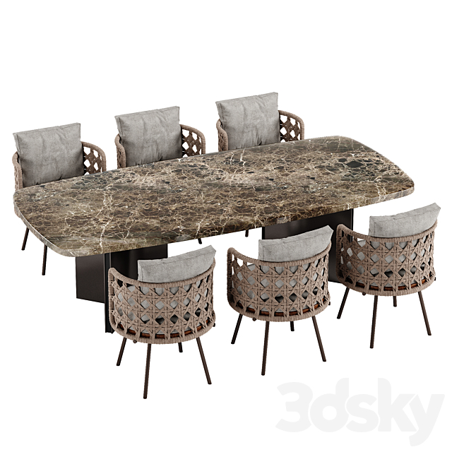 Minotti Tor II Nest chair Marvin table set 3DS Max Model - thumbnail 2