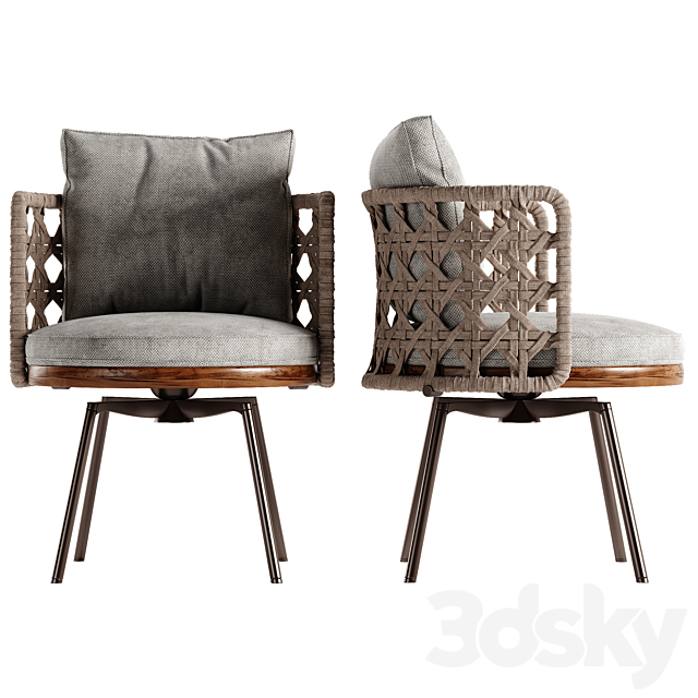 Minotti Tor II Nest chair Marvin table set 3DS Max Model - thumbnail 3