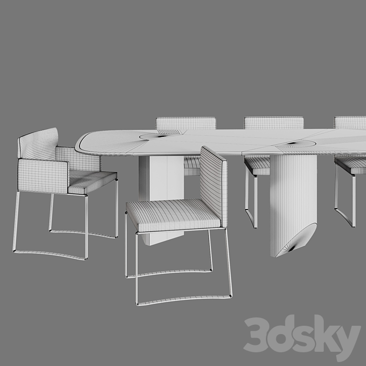 Minotti Wedge Dining table and Flynt stool 3DS Max - thumbnail 2