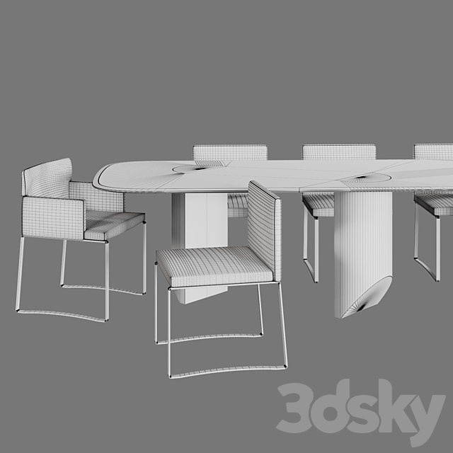 Minotti Wedge Dining table and Flynt stool 3DSMax File - thumbnail 2