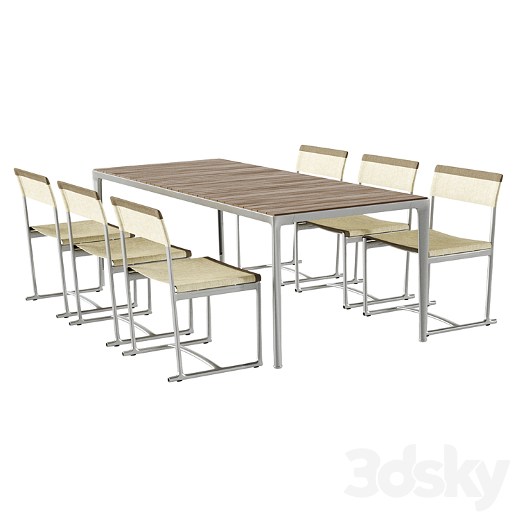 Mirto Outdoor Iroko table and chair 3DS Max - thumbnail 1