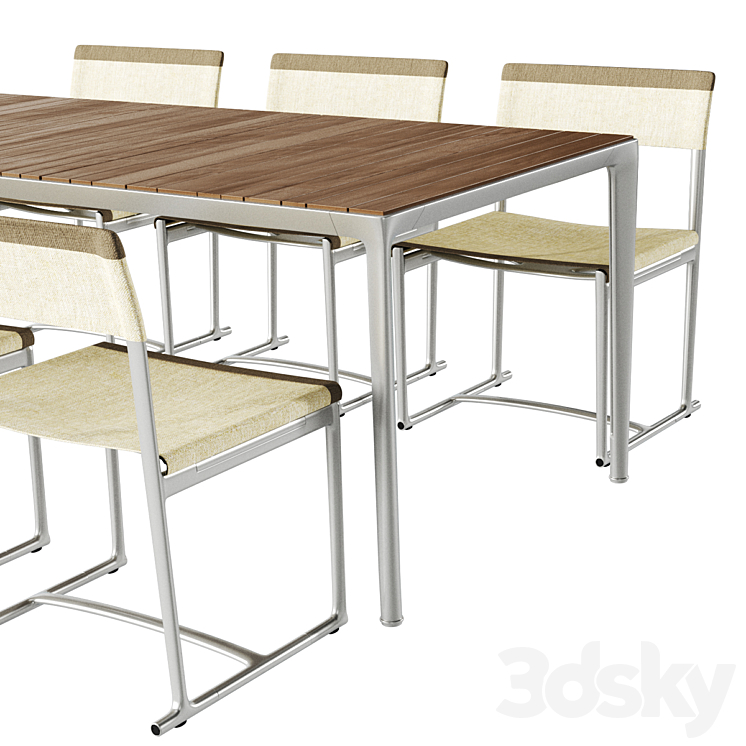 Mirto Outdoor Iroko table and chair 3DS Max - thumbnail 2