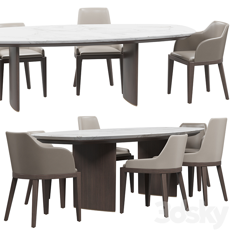 Misura Emme Cleo Chairs and Ala Table 3DS Max - thumbnail 1