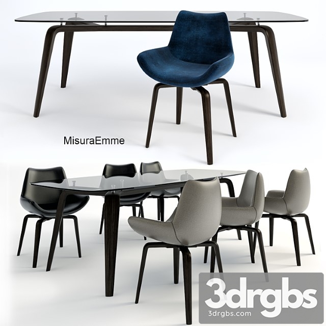 Misuraemme Gramercy table Archetto chair 2 3dsmax Download - thumbnail 1