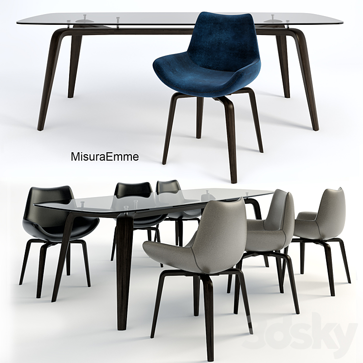 MisuraEmme_GRAMERCY table_ARCHETTO chair 3DS Max - thumbnail 1