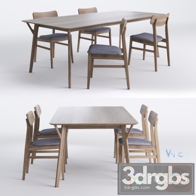 Miton Table and Chair 3dsmax Download - thumbnail 1