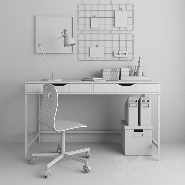 model ikea workspace 3DS Max Model - thumbnail 3