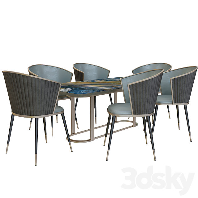 modern dining table chair 2 3DSMax File - thumbnail 1