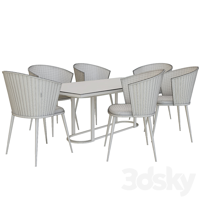 modern dining table chair 2 3DSMax File - thumbnail 3