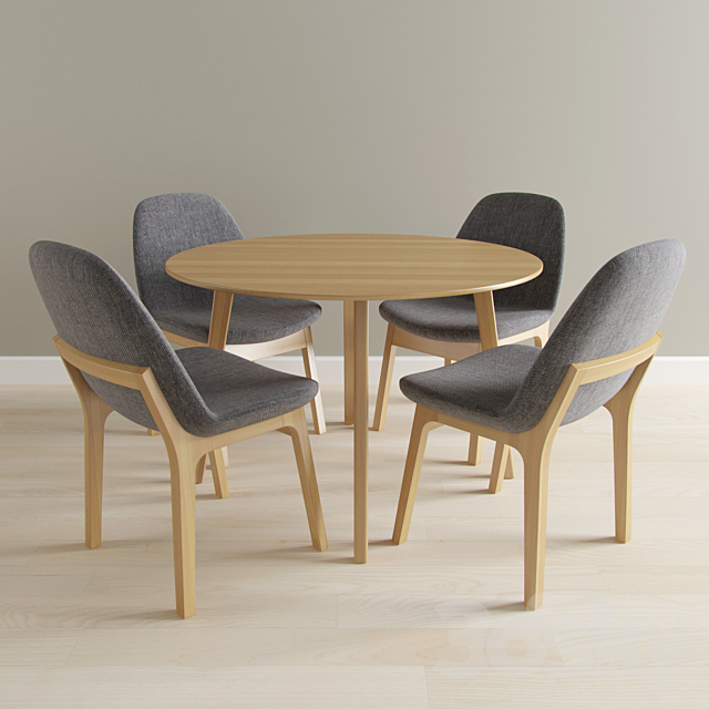 Modern Dining Table + Eiffel Wood Chair 3DSMax File - thumbnail 1