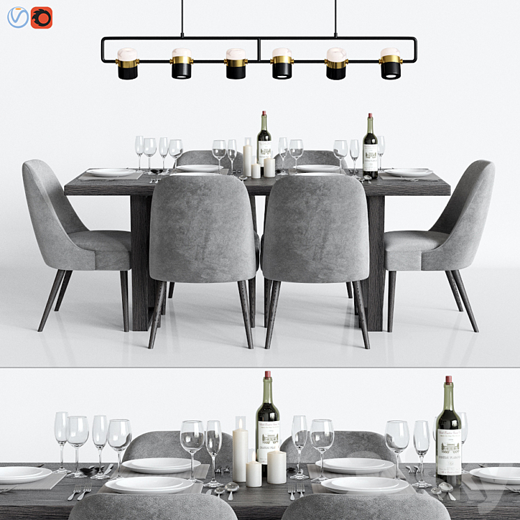 Modern Dinning Set 1 3DS Max - thumbnail 1