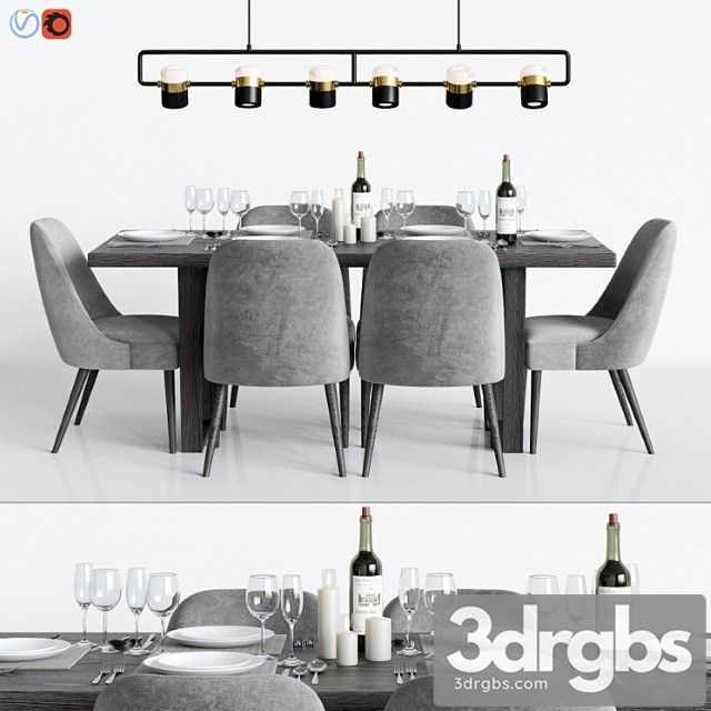 Modern Dinning Set 1 3dsmax Download - thumbnail 1