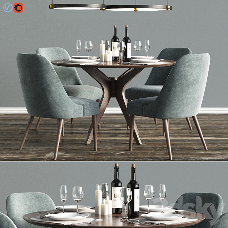 Modern Dinning Set 2 3DS Max - thumbnail 1