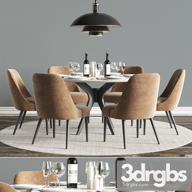 Modern dinning set 4 2 3dsmax Download - thumbnail 1