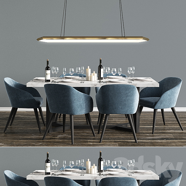 Modern Dinning Set 5 3DSMax File - thumbnail 1