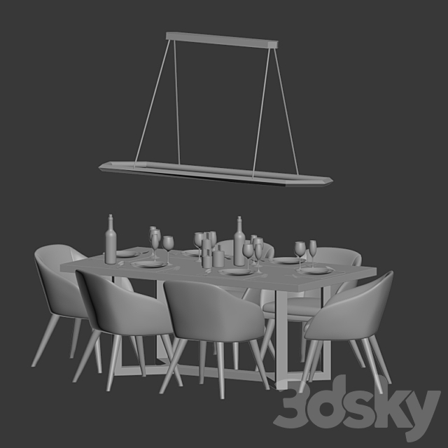 Modern Dinning Set 5 3DSMax File - thumbnail 2