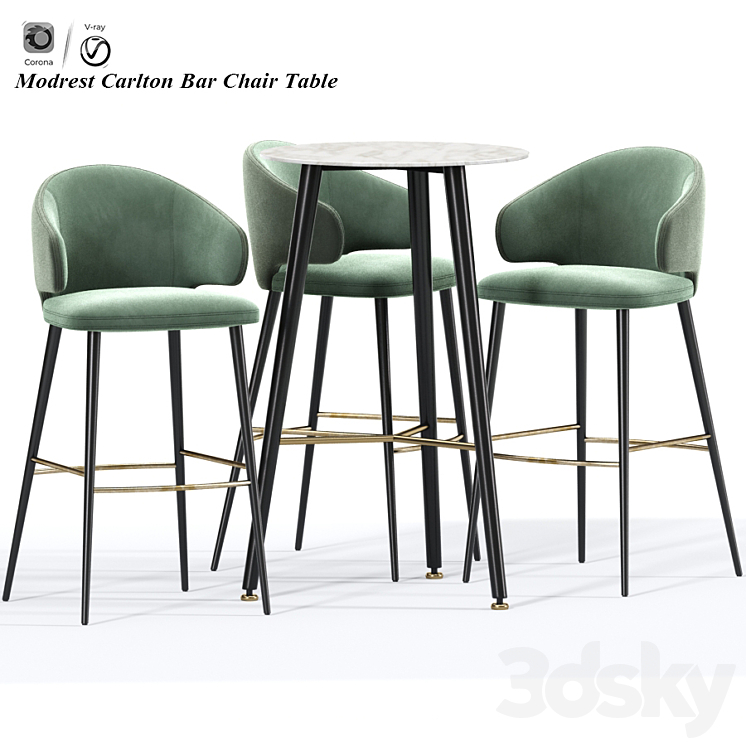 Modrest Carlton Bar Stool And Table 3DS Max Model - thumbnail 1