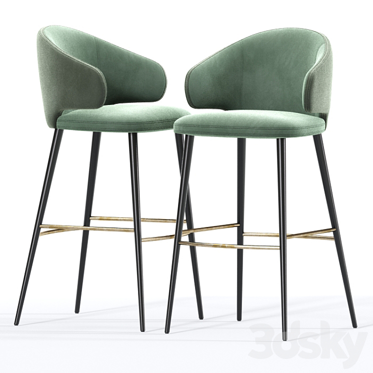 Modrest Carlton Bar Stool And Table 3DS Max Model - thumbnail 2