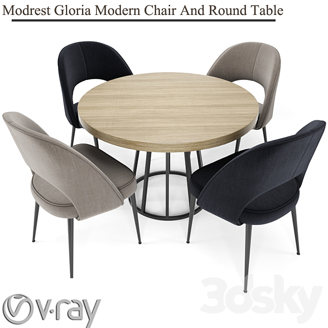 Modrest Gloria Modern Chair And Round Table 3DSMax File - thumbnail 1