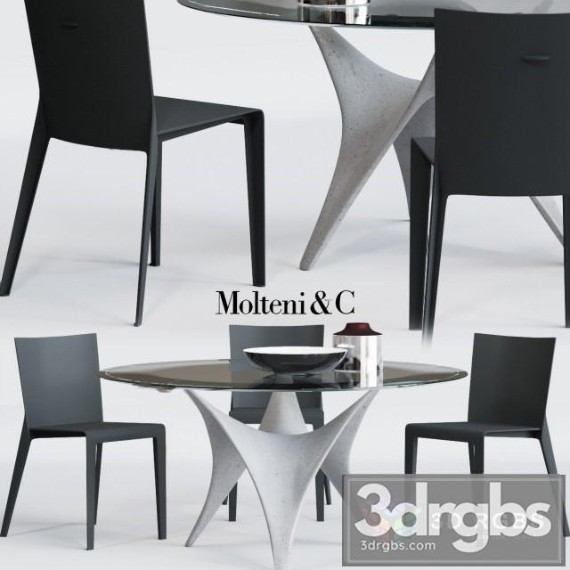 Molteni Alfa Chair and ARC Table 3dsmax Download - thumbnail 1