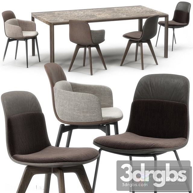 Molteni Barbican Chairs Set 02 3dsmax Download - thumbnail 1