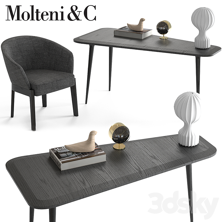 Molteni & C Chelsea Chair and Belsize Table 3DS Max Model - thumbnail 1