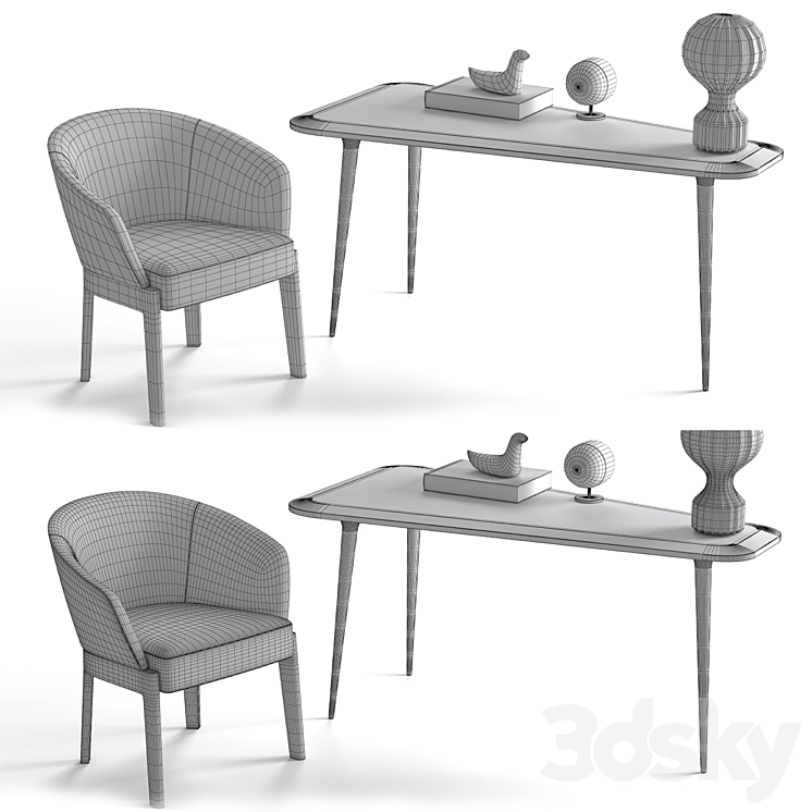 Molteni & C Chelsea Chair and Belsize Table 3DS Max Model - thumbnail 2