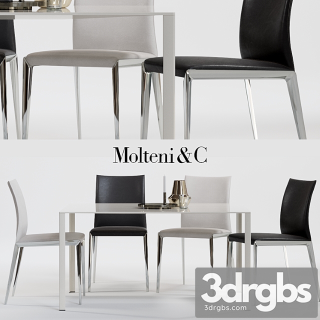 Molteni Dart Chair and Lessless Table 3dsmax Download - thumbnail 1