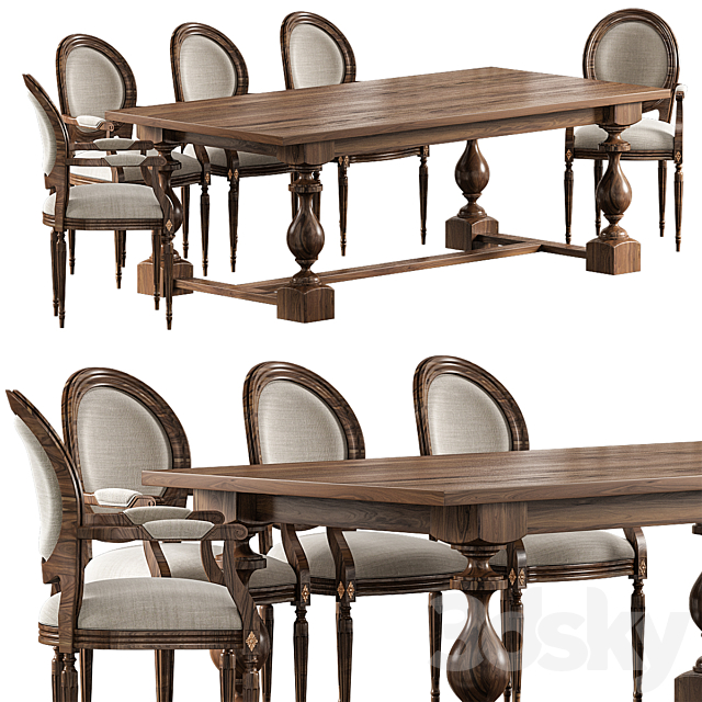 Monastery Rectangular Dining Table Restoration Hardware 3DSMax File - thumbnail 1