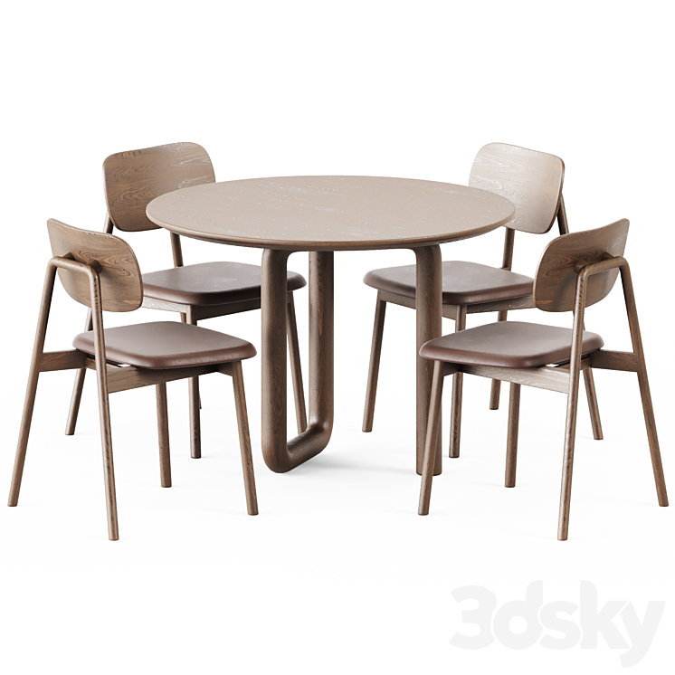 Mono Table by Objects and Ideas and Wooden Klara Chair by Moroso 3DS Max Model - thumbnail 1