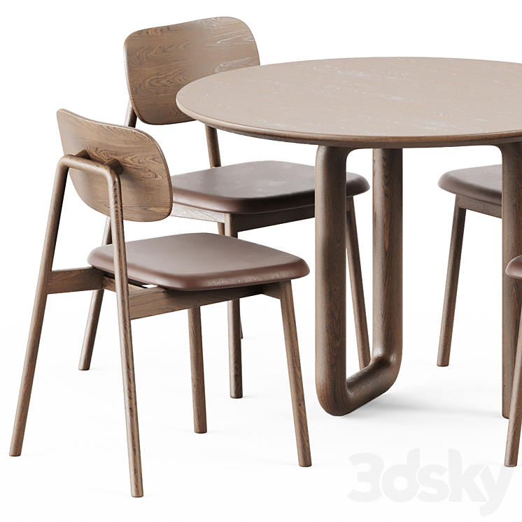 Mono Table by Objects and Ideas and Wooden Klara Chair by Moroso 3DS Max Model - thumbnail 2