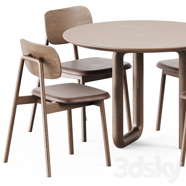 Mono Table by Objects and Ideas and Wooden Klara Chair by Moroso 3DSMax File - thumbnail 2