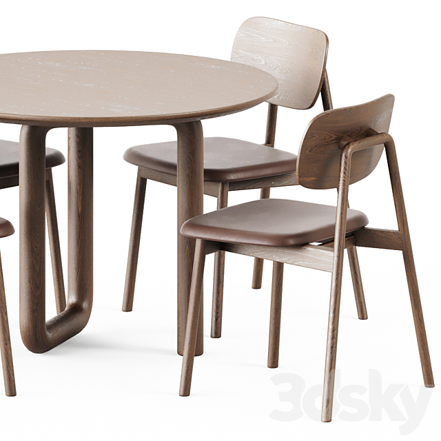 Mono Table by Objects and Ideas and Wooden Klara Chair by Moroso 3DSMax File - thumbnail 3