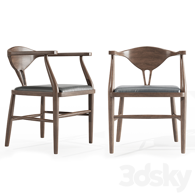 Montana Live Edge Dining Table with Peking B Dining Chairs 3DSMax File - thumbnail 4