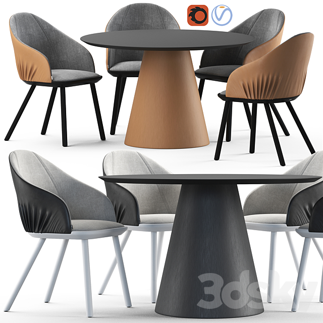 Montbel Rivoli Chair and Cono Table 3DSMax File - thumbnail 1