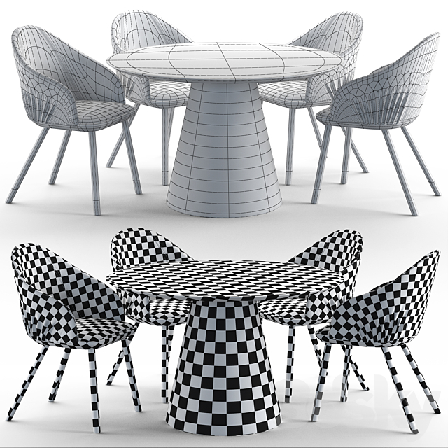 Montbel Rivoli Chair and Cono Table 3DSMax File - thumbnail 3