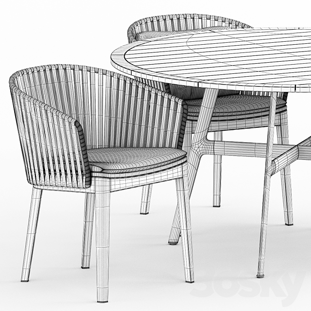 MOOD Chair Tribu and Seax dining table by Dedon 3DSMax File - thumbnail 3