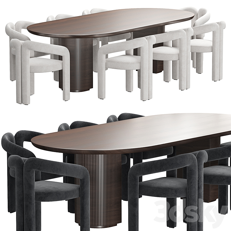 Moon Dining Table 3DS Max Model - thumbnail 1