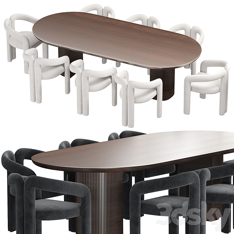 Moon Dining Table 3DS Max Model - thumbnail 2