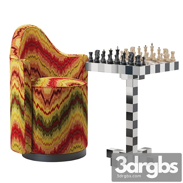 Moooi chess table + chair - thumbnail 1