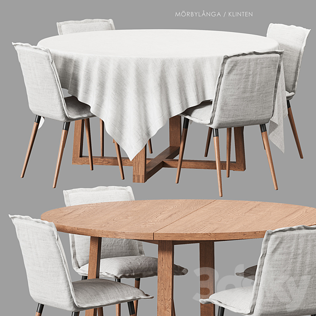 MORBYLANGA KLINTEN Table and chairs IKEA 3DS Max Model - thumbnail 2