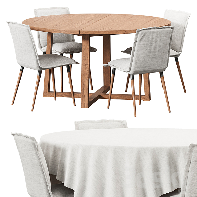 MORBYLANGA KLINTEN Table and chairs IKEA 3DS Max Model - thumbnail 3