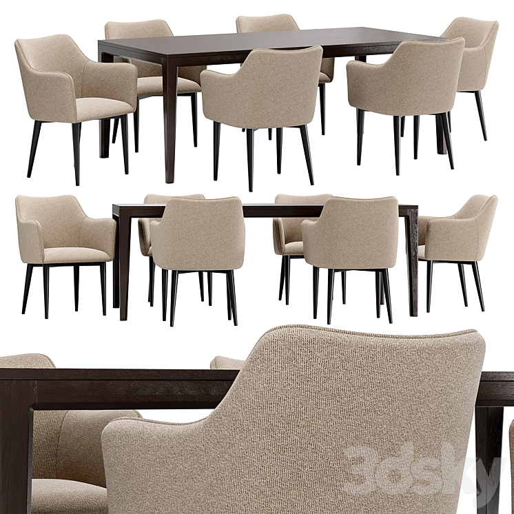 Moscow dining chair and Mavis table 3DS Max Model - thumbnail 1