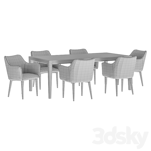 Moscow dining chair and Mavis table 3DS Max Model - thumbnail 5