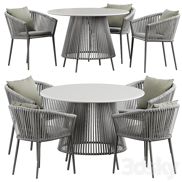 Muse dining table Silver round 3DS Max Model - thumbnail 1