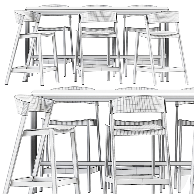 Muuto Base Table High and Muuto Cover Counter Stool 3DSMax File - thumbnail 4